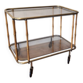 Chariot de bar cocktail en faux bambou attribué à Maison Jansen, France, années 1950-60.