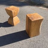 Pair of wooden end tables / stools