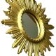 golden wooden sun mirror - 48 cm