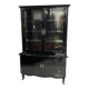 1950s black lacquered two-body display cabinet - bookcase