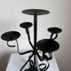 Vintage Brutalist large black wrought iron candelabra
