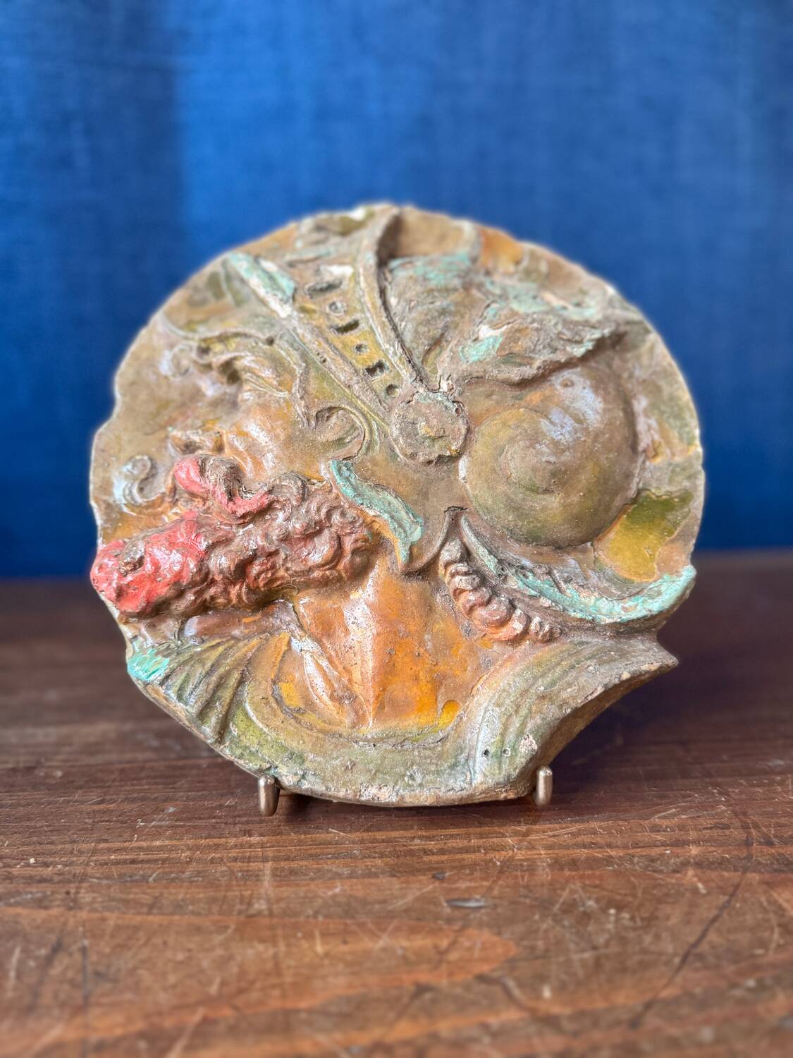 Gothic Revival plaster wall decoration Mascaron from the late 19th/early 20th century.