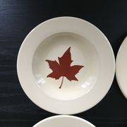 Lot 4 assiettes décor feuille