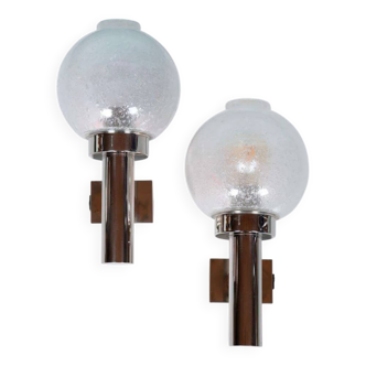 Set of minimalist glass wall lamps Space Age