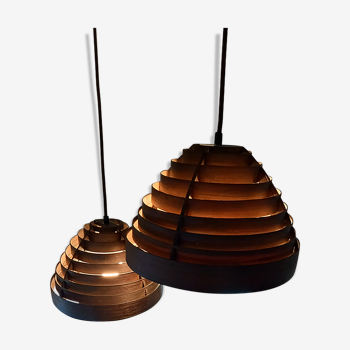 Pair of wooden pendant lamps by Hans-Agne Jakobsson