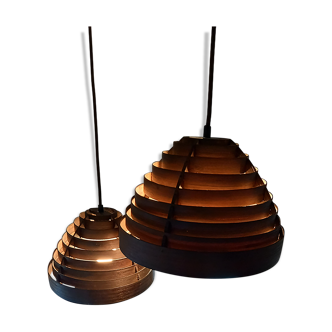 Pair of wooden pendant lamps by Hans-Agne Jakobsson