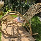Rocking-chair rotin vintage