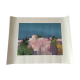 The Pink Village - Hand-signed lithograph - EA - Alfred Defossez