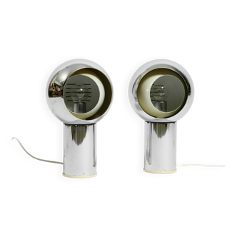 Pair of large Mid Century Space Age chrome table lamps - Made in Italy