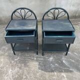 Wicker bedside pair