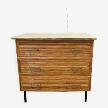 Commode rotin vintage