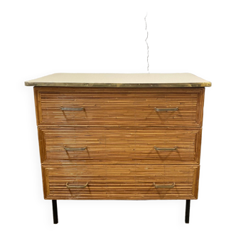 Vintage rattan chest of drawers