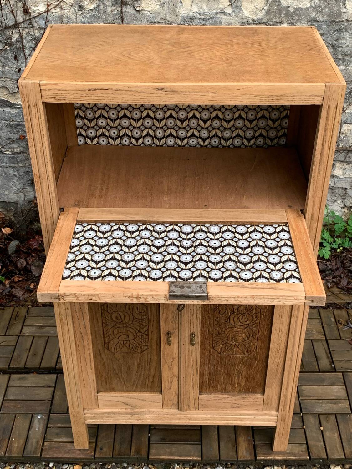 Parisian art deco sideboard in raw oak 1930