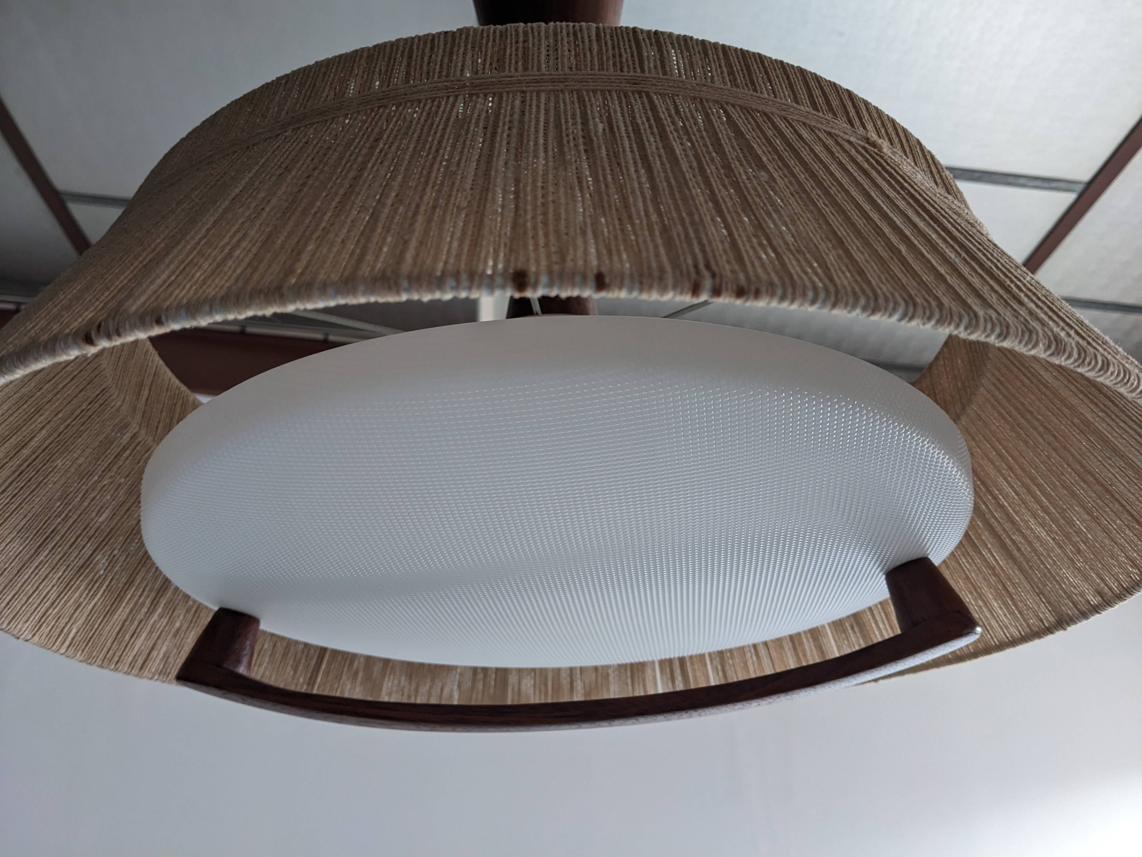 Teak and sisal pendant light from the 50s/60s by Temde Leuchten