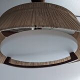 Teak and sisal pendant light from the 50s/60s by Temde Leuchten