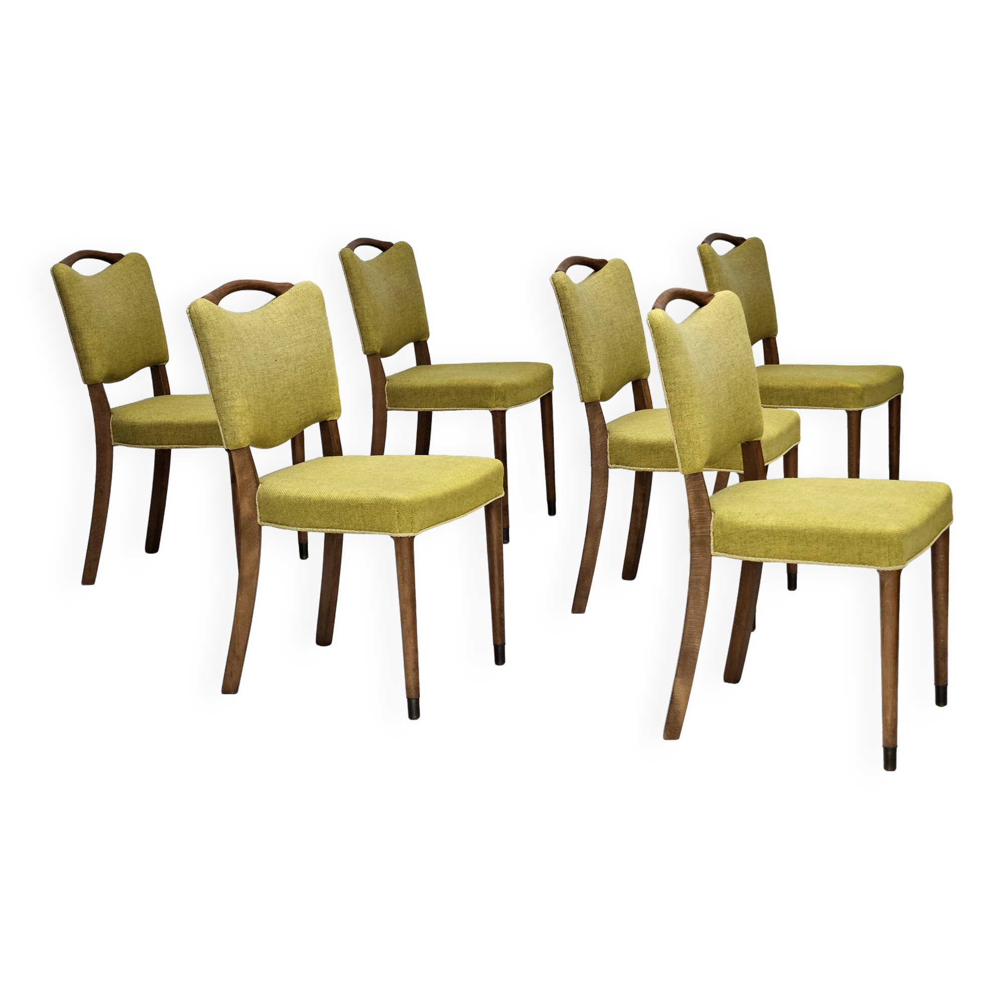 1970s, set of 6 Danish dining chairs by Slagelse Møbelværk, original condition.