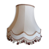 Vintage XXL pagoda lampshade with ecru fabric headband and fringes