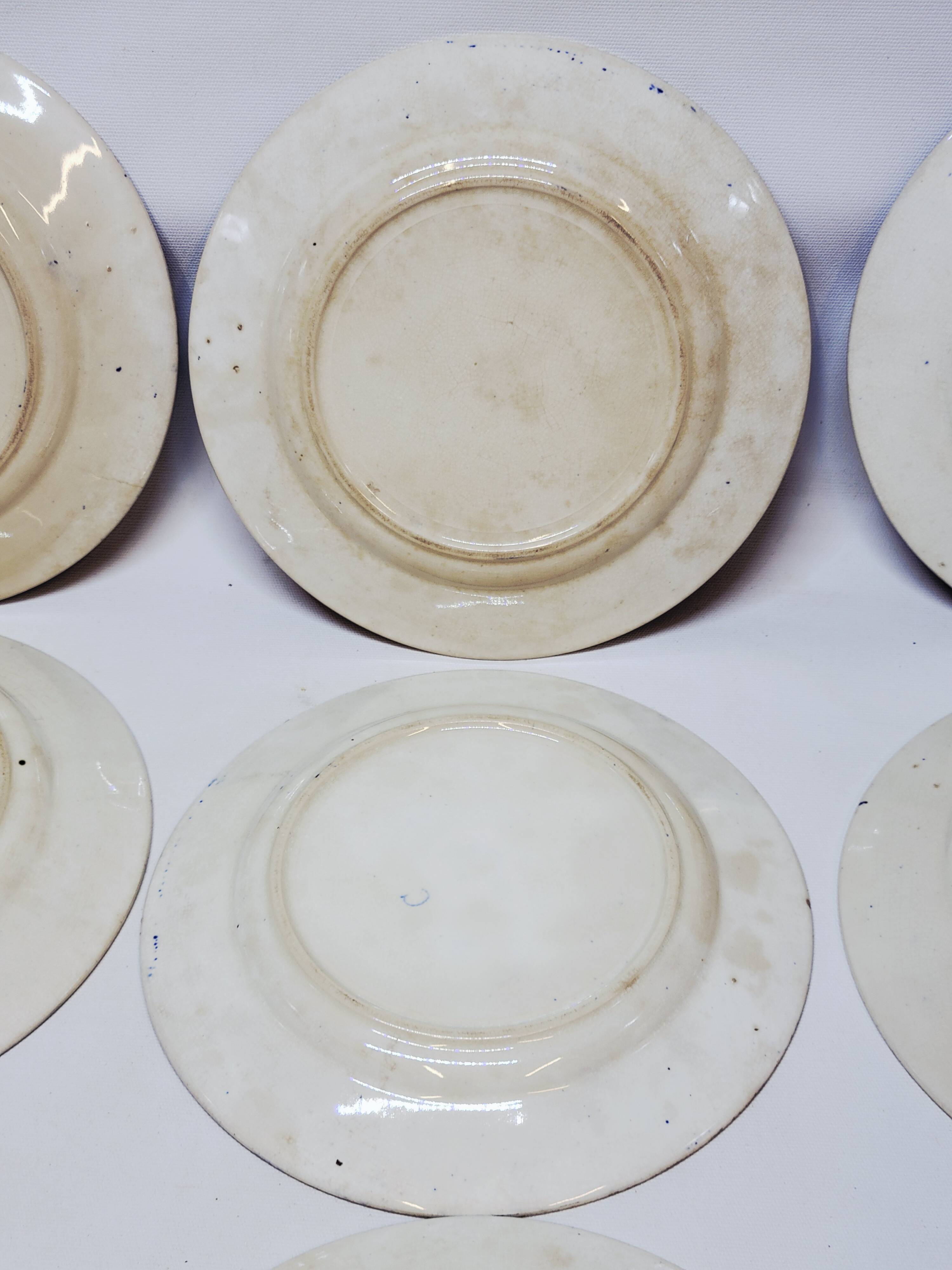 9 Antique Plates 19th Century Blue Willow Pattern Chinese Blue Decor