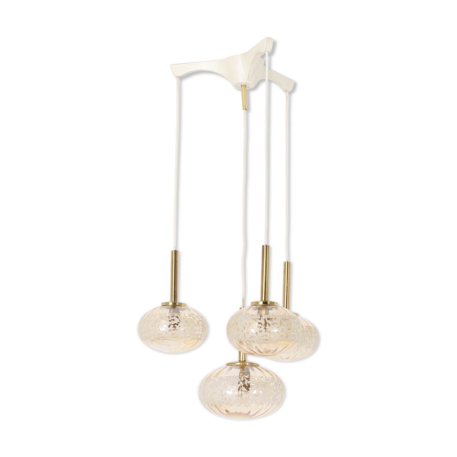 Cascade chandelier 4 globe in blown amber glass