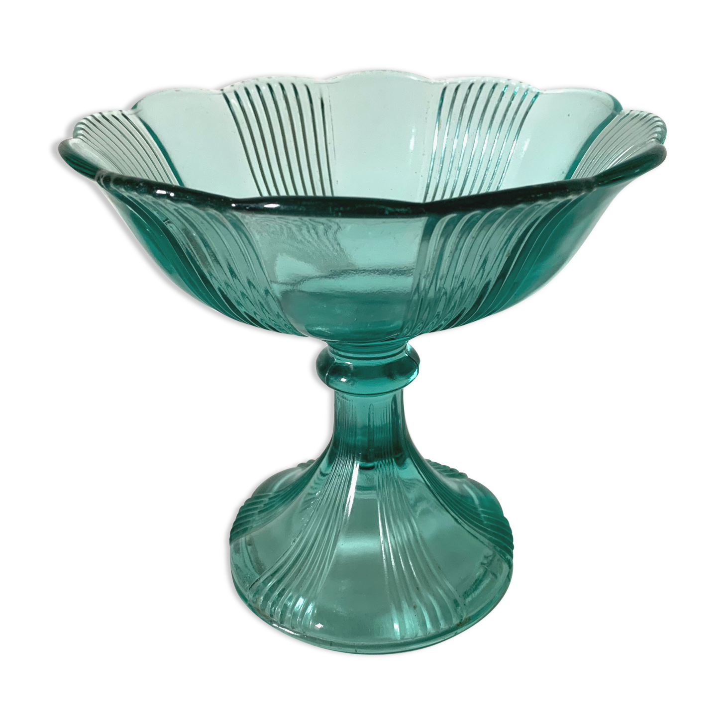 Green glass standing cup