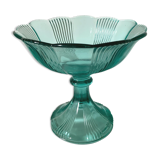 Coupe sur pied en verre vert