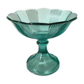 Coupe sur pied en verre vert