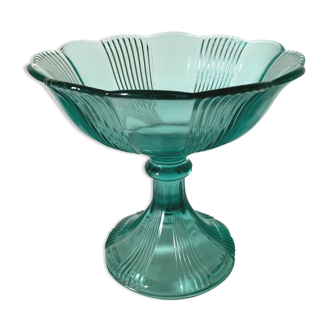 Green glass standing cup