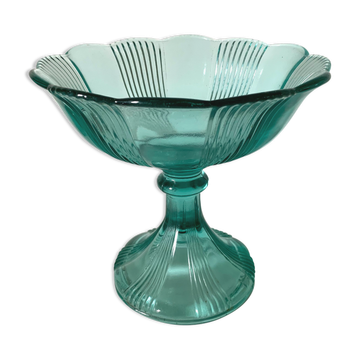 Green glass standing cup