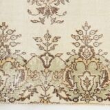 6x9 Ft Ecru-cream vintage rug, Floral design cream and brown rug.