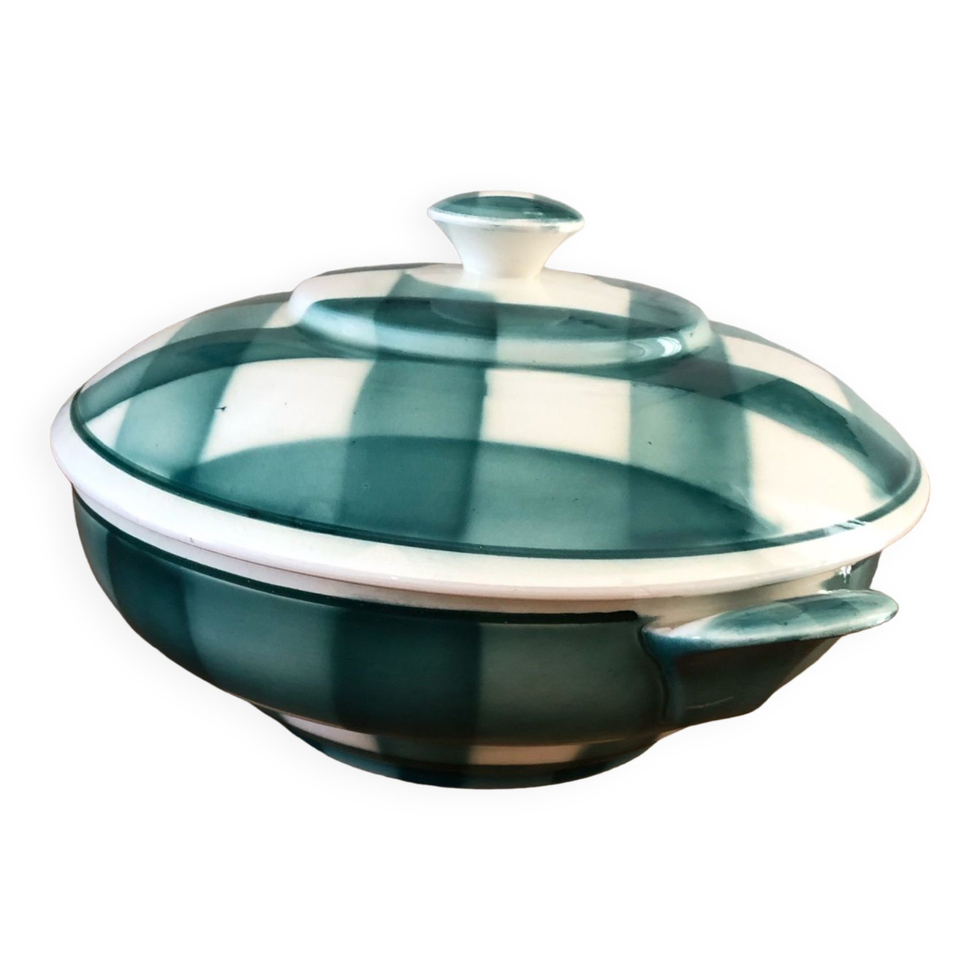 Givors earthenware tureen green tiles