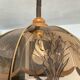 Scandinavian style glass and wood pendant light.