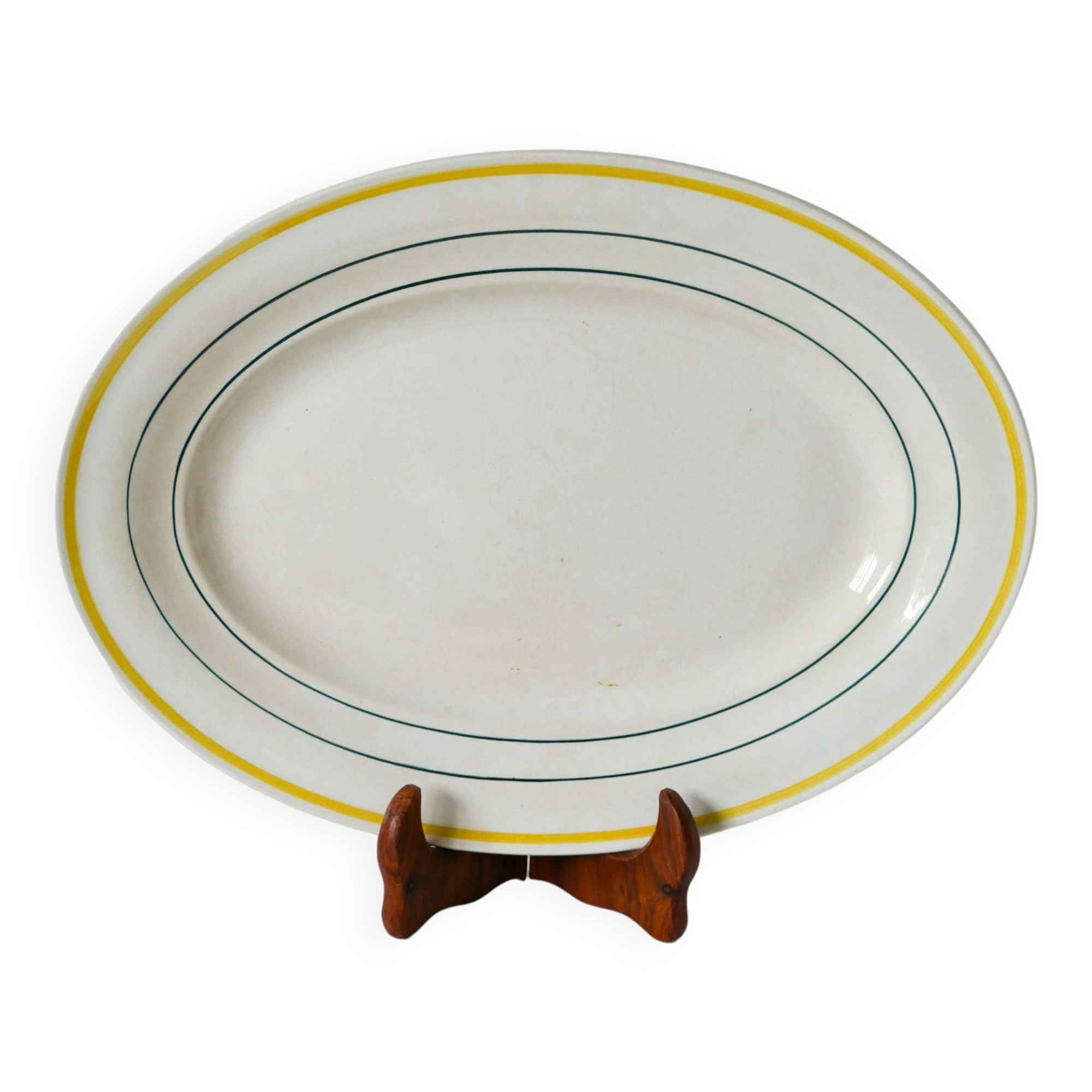 Oval dish with yellow borders st amand model "trouville", 1960