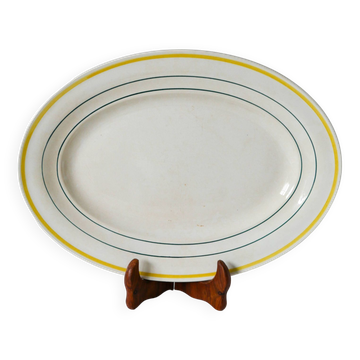 Plat oval à liserés jaunes st amand modèle "trouville", 1960