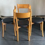 Set of 4 vintage pine dining chairs