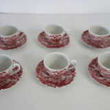 Set of 6 cups with saucers and milk jug The Hunter, England vintage