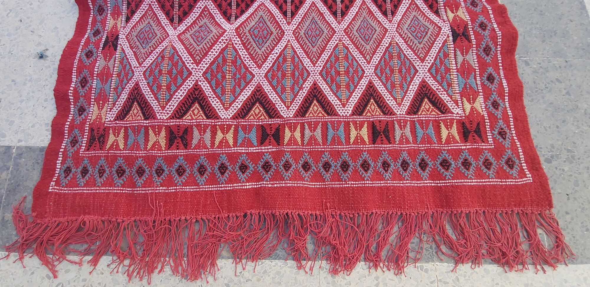 Traditional handmade red kilim rug 187-114cm