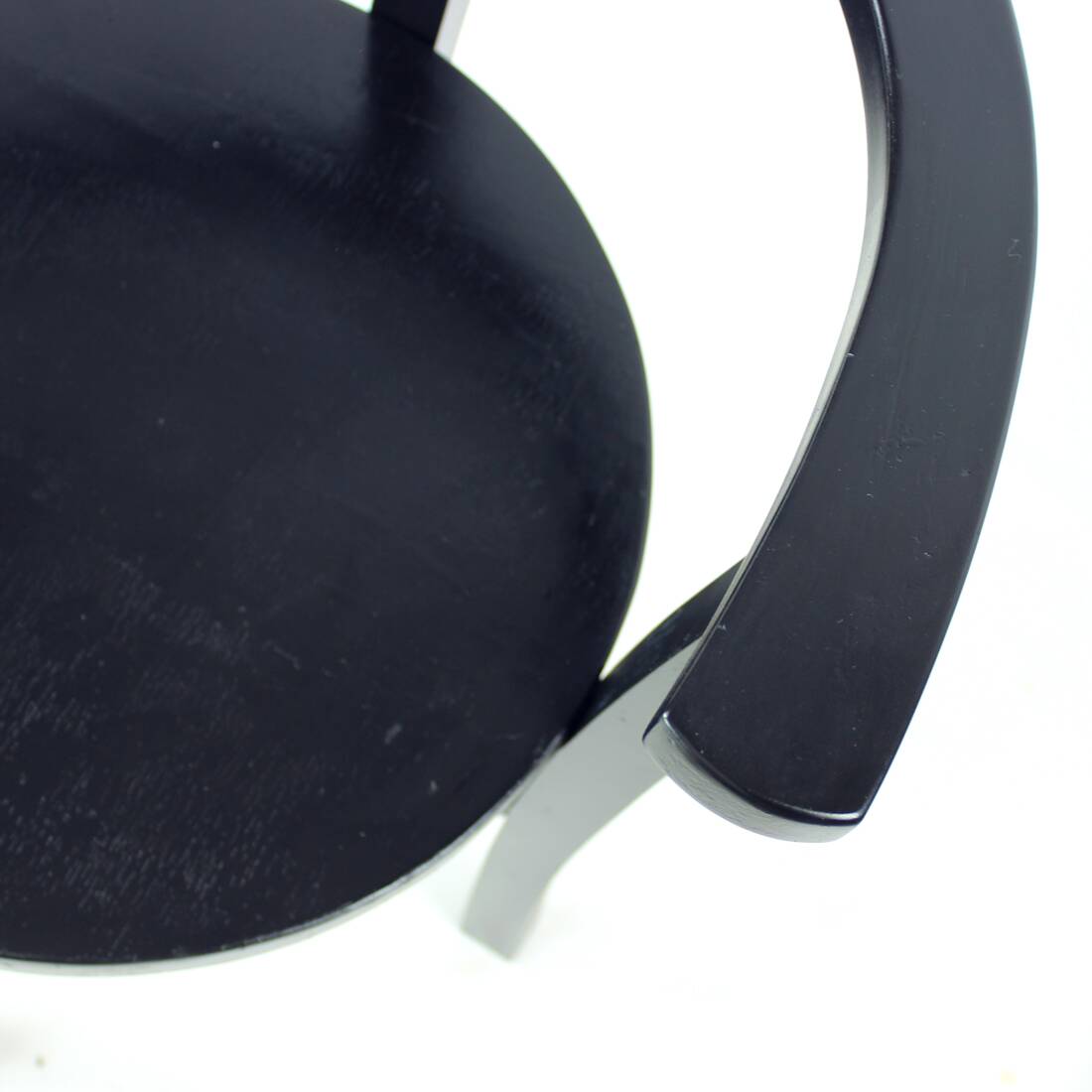 Black Interwar Period Oak Club Armchair, Czechoslovakia 1930s