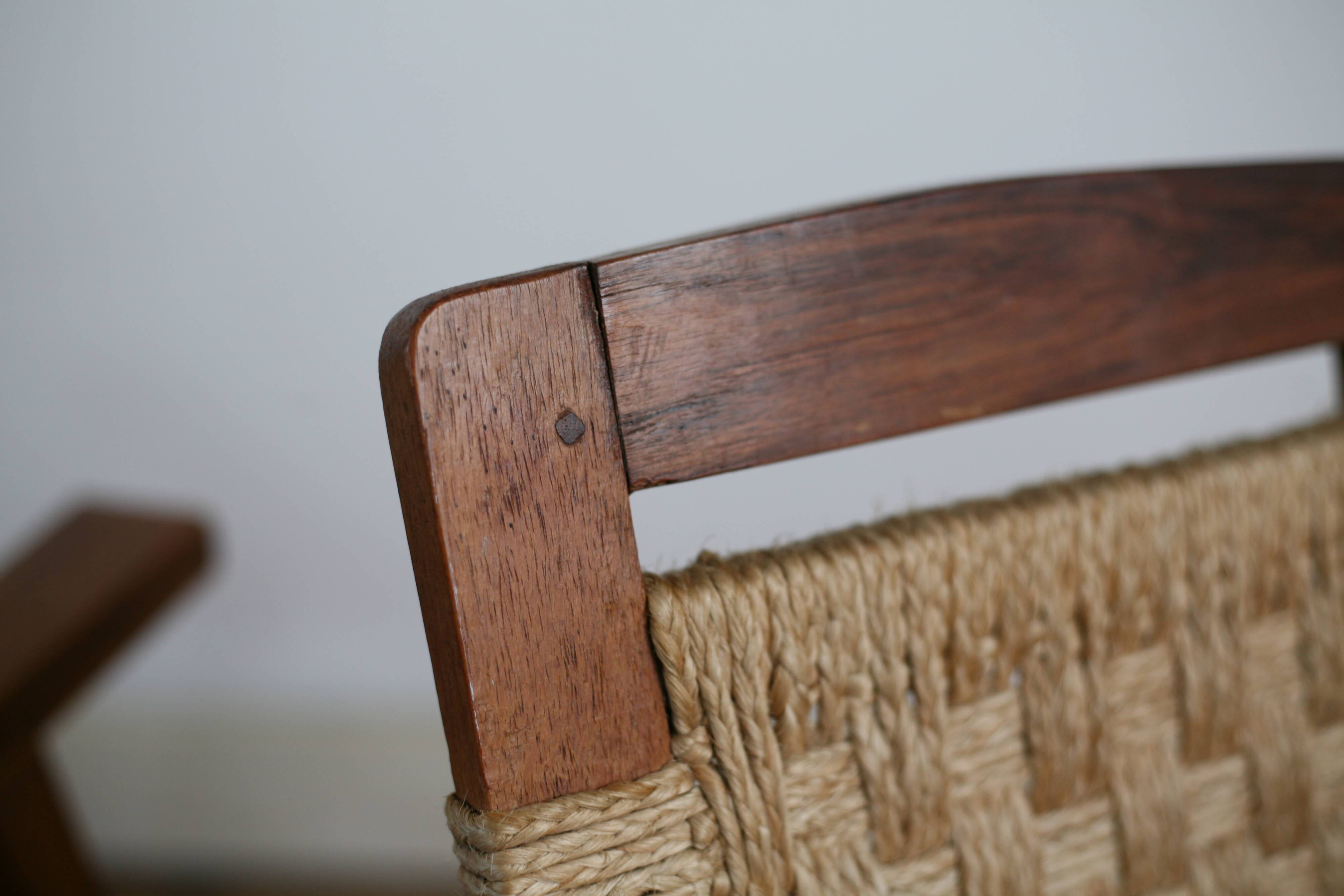 Pair of children's armchairs in rope, attributed to Audoux Minet.