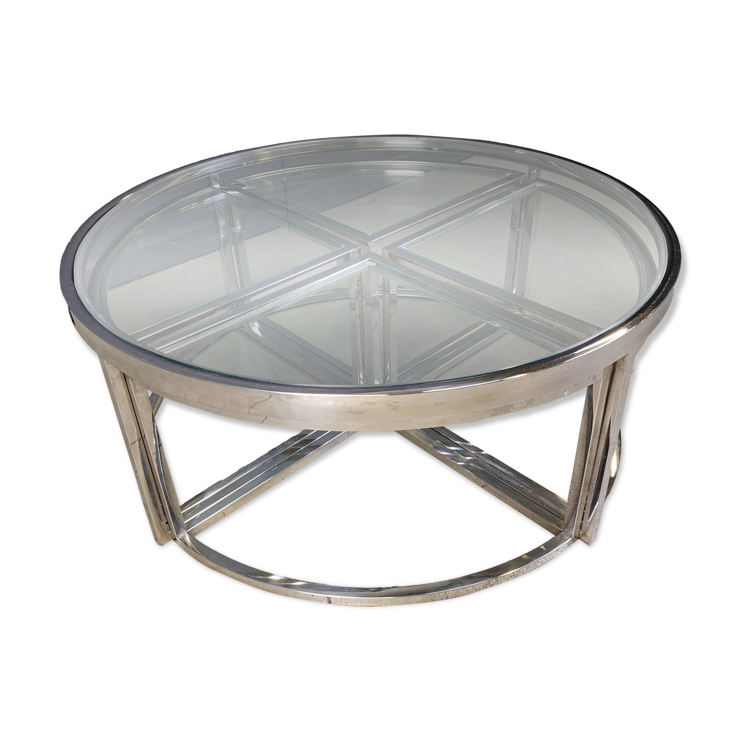 Vintage chromed coffee table set, 1970s