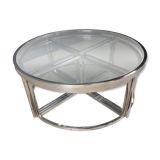 Vintage chromed coffee table set, 1970s