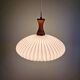 Teak and pleated white opaline suspension, Massive, 1960