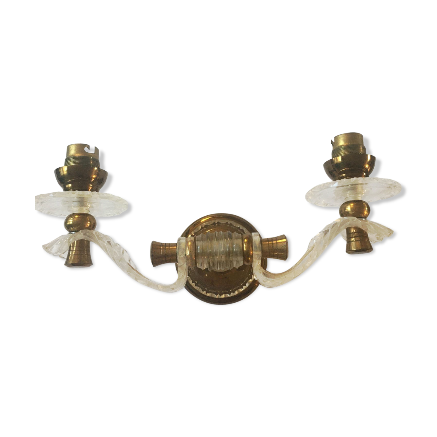 Wall lamp double year 1950 art deco style in plexi and brass