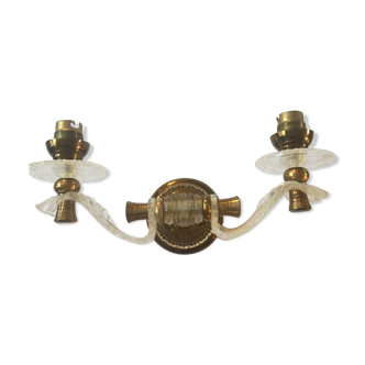 Wall lamp double year 1950 art deco style in plexi and brass