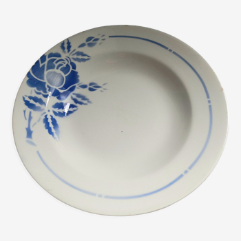 Hollow earthenware plate ''Moulin des Loups'' Sylvain Bleu series