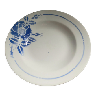 Hollow earthenware plate ''Moulin des Loups'' Sylvain Bleu series