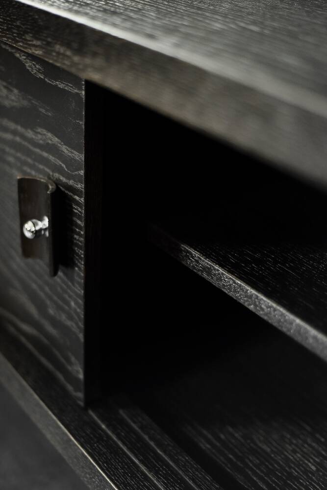 Mid-Century Modern Scandinavian Buffet in Dark Oak with Wooden and Metal Handles, 1960s