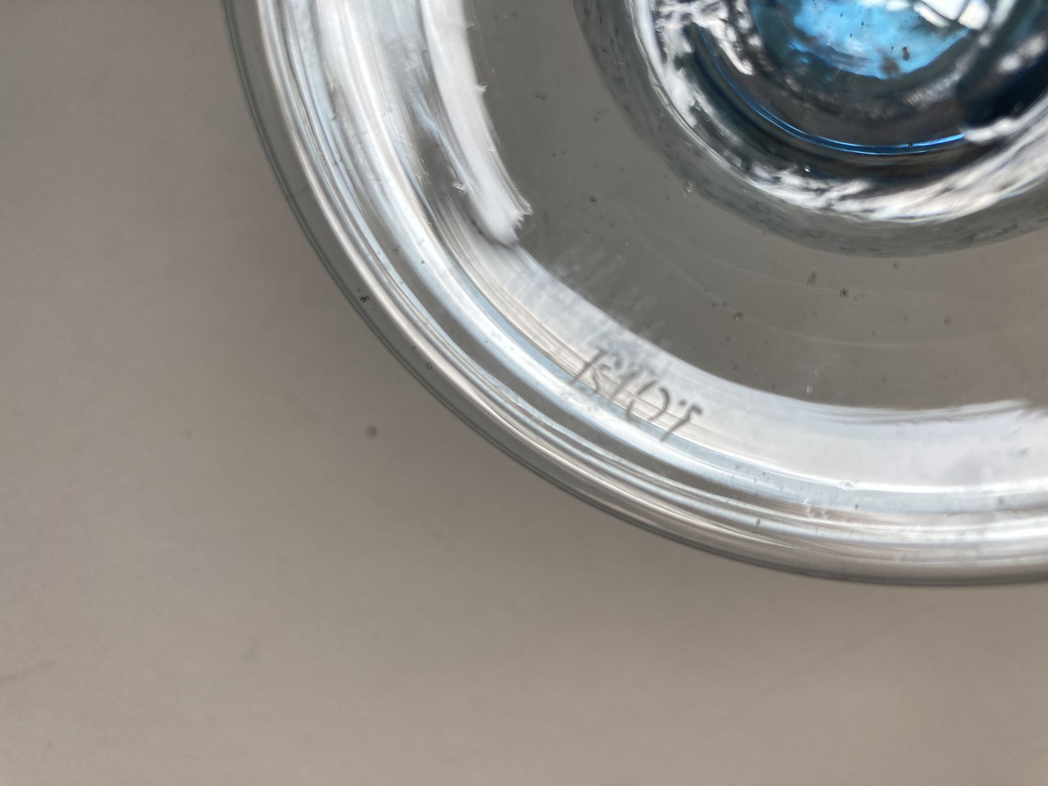 Set of 4 glasses cups on foot in bulled glass from Biot 1960