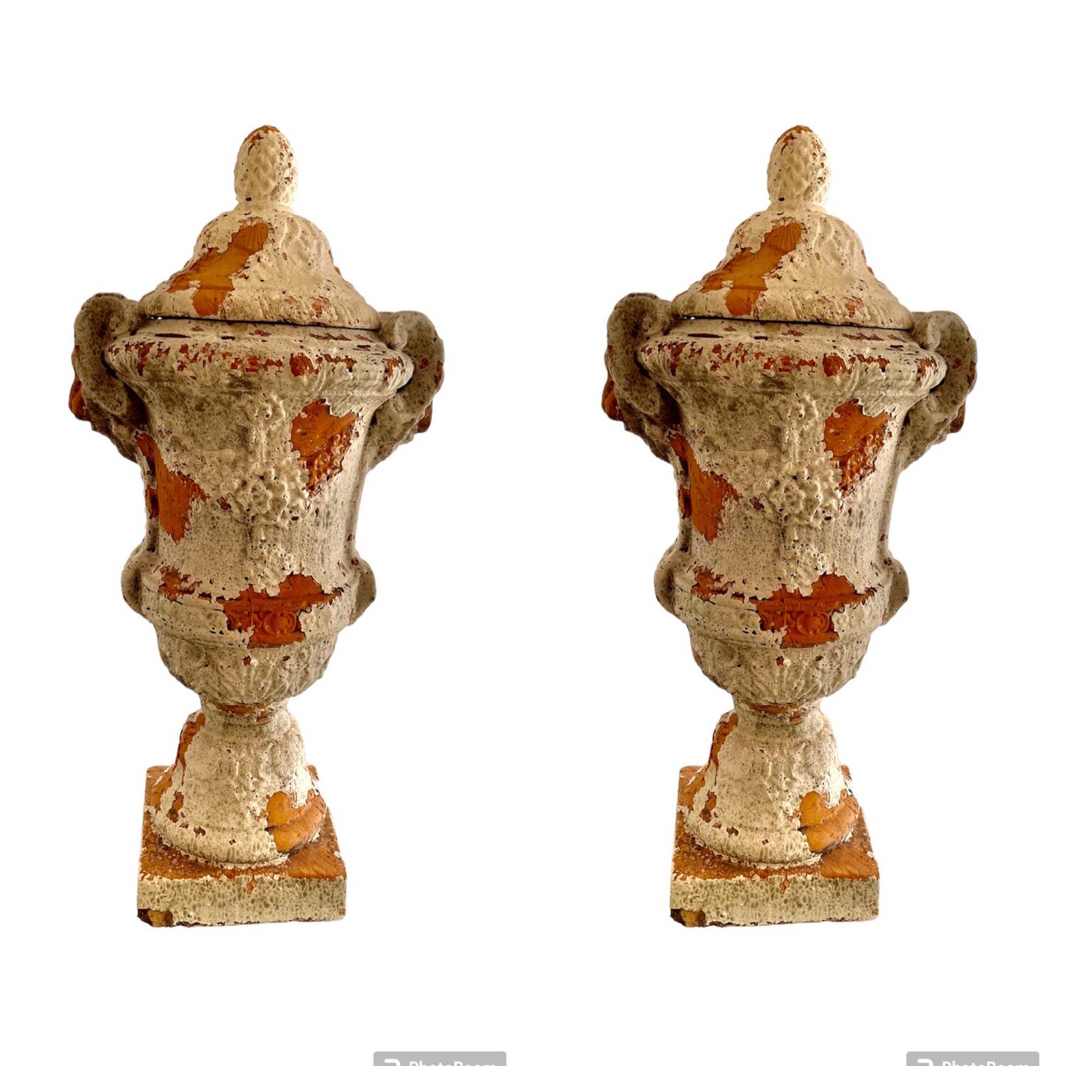 Pair of terracotta vase urns, Spain 19th century