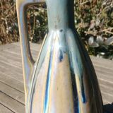 Pitcher/carafe old glazed ceramic La Borne style blue/beige