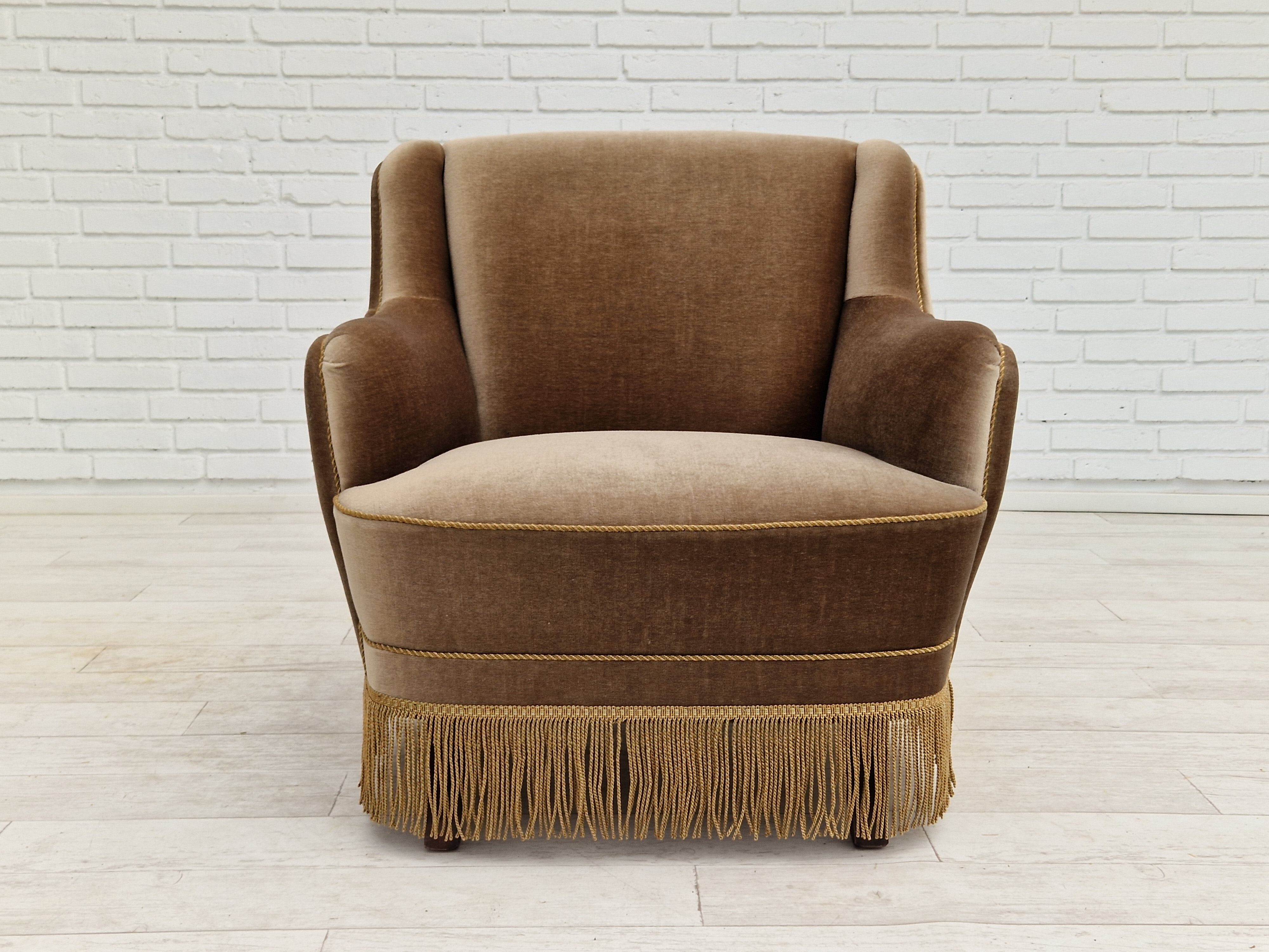 1970s, Danish set of two velour chairs, original condition